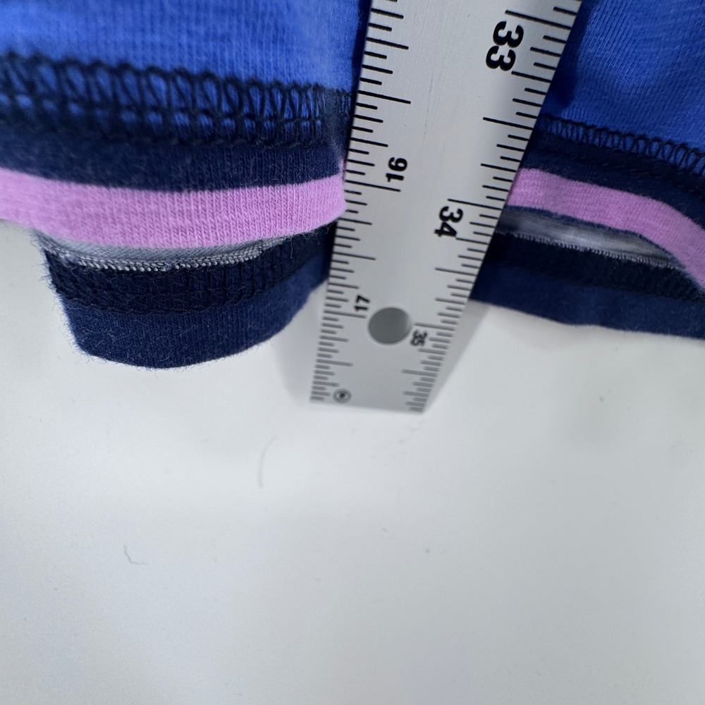 T by Talbots Womens Petite Large Blue Striped Short Sleeve Open Back Top LP - Picture 5 of 7